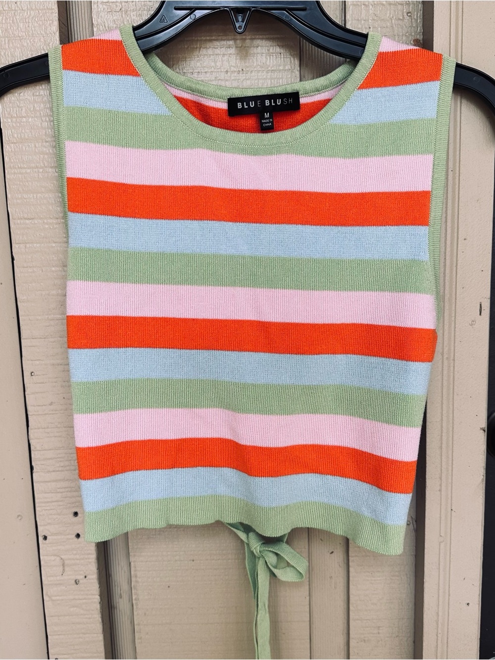 Blue Blush Striped Crop Top Size Medium